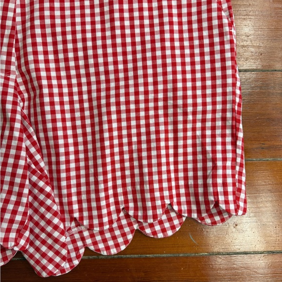 Crown & Ivy Shelby Gingham Scalloped Hem Cotton Blend Preppy Shorts Sz 18 💚🍄 - Picture 2 of 7